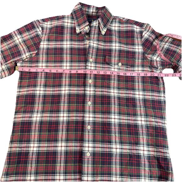 Ralph Lauren Polo Red White Green Blue Windowpane Plaid Medium Long Sleeve Shirt - Picture 9 of 16